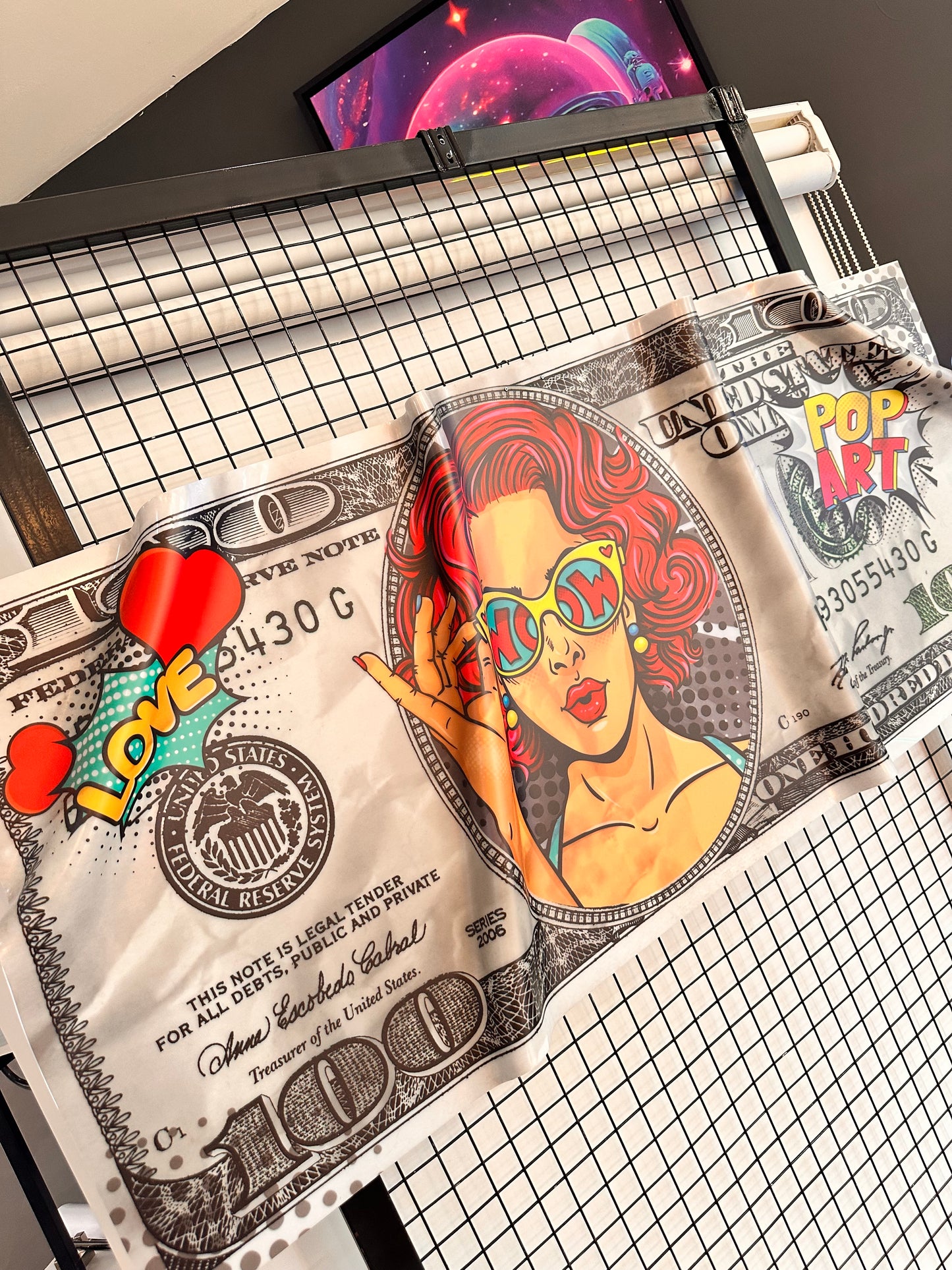 Custom Deformed Dollar Wall Art – Personalized Pop Art Money Decor – Handmade UV Printed 3D Dollar Sign