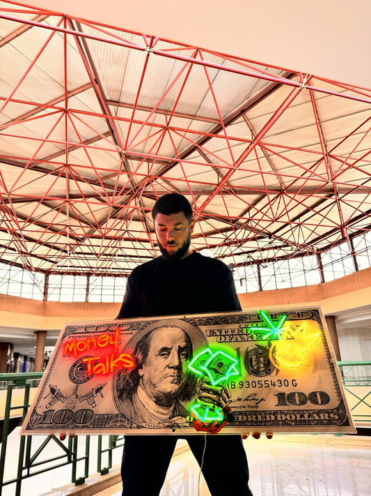 Banknot figürlü neon duvar tablosu