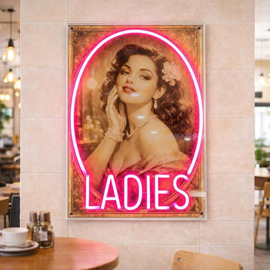 Ladies Neon Sign | Vintage Lady LED Wall Decor | Beauty Salon Neon Light