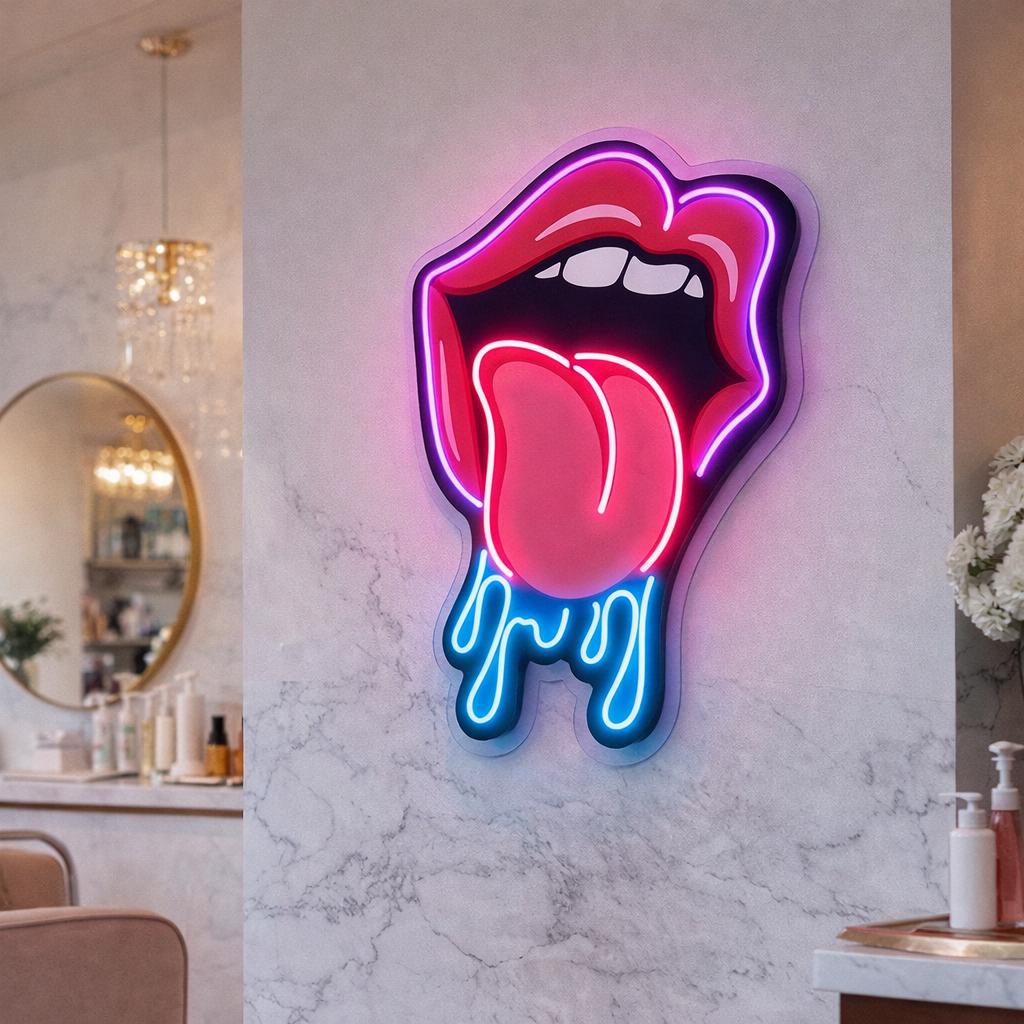 Dripping Lips Neon Sign