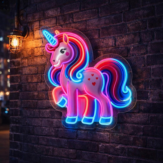 Cute Unicorn Neon Sign | Fantasy LED Wall Decor | Kids Room Neon Light