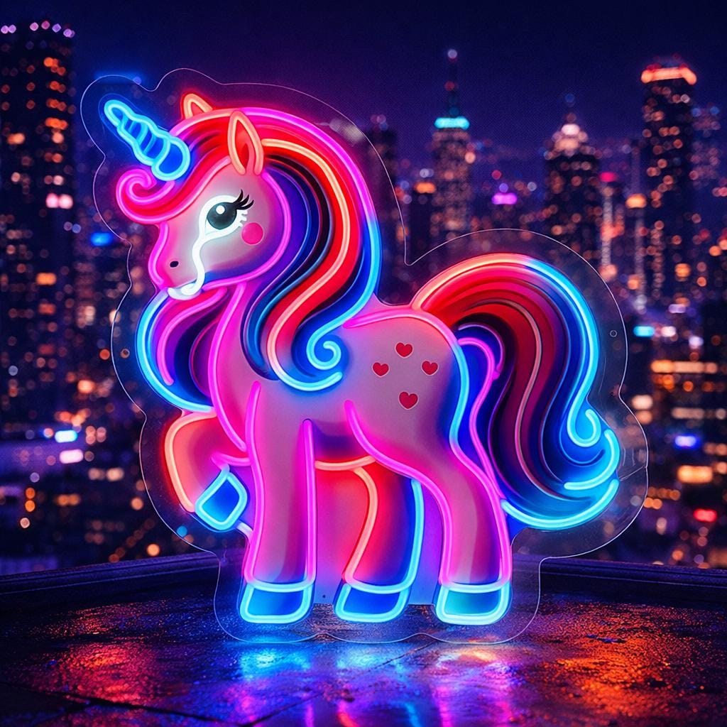 Cute Unicorn Neon Sign | Fantasy LED Wall Decor | Kids Room Neon Light