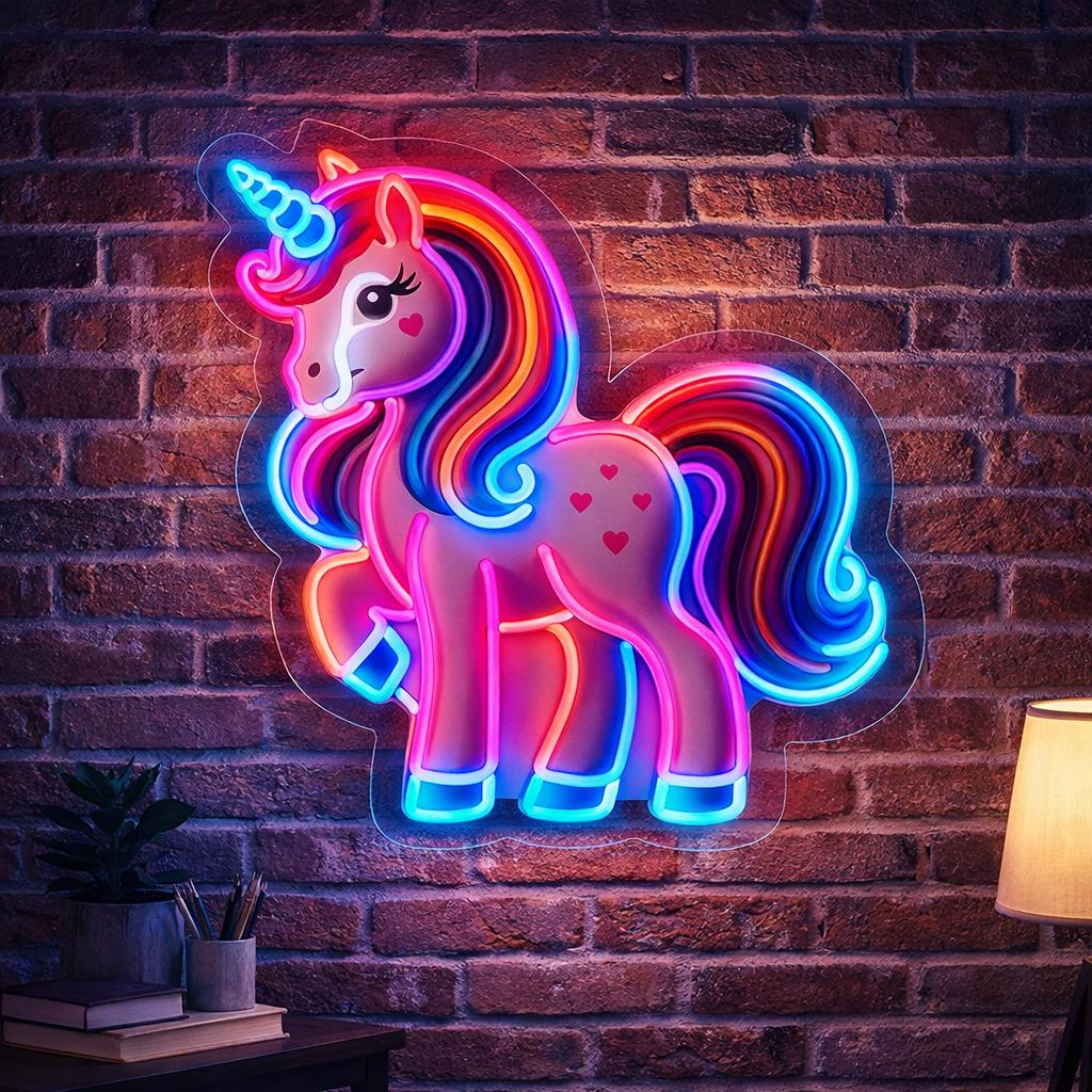 Cute Unicorn Neon Sign | Fantasy LED Wall Decor | Kids Room Neon Light