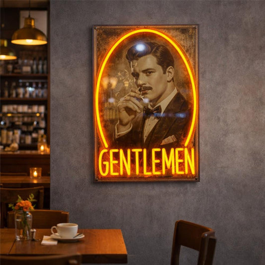 Gentlemen Neon Sign | Vintage Gentleman LED Wall Decor | Luxury Neon Light
