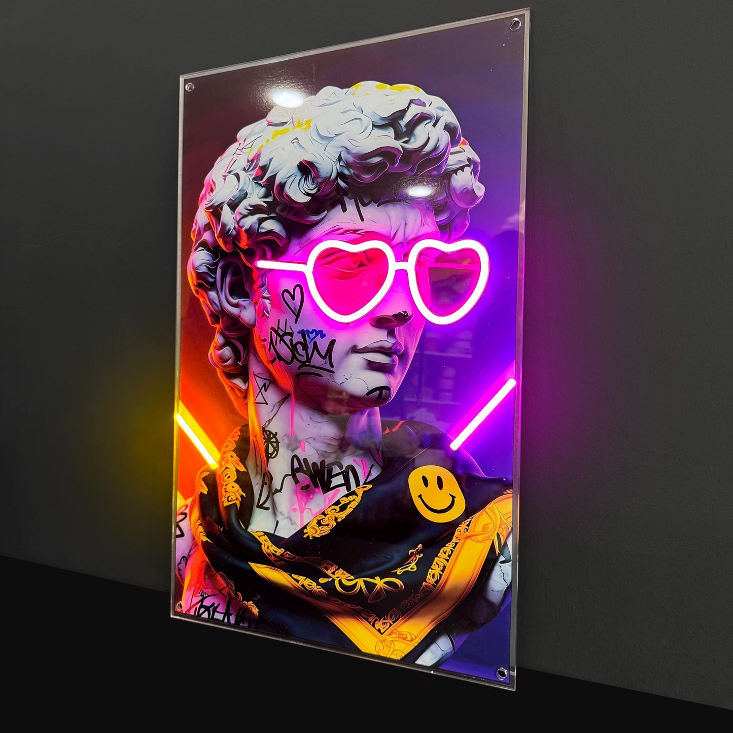 David Neon Art Wall Decor | Modern Graffiti Statue LED Sign | Pop Art Neon Wall Light