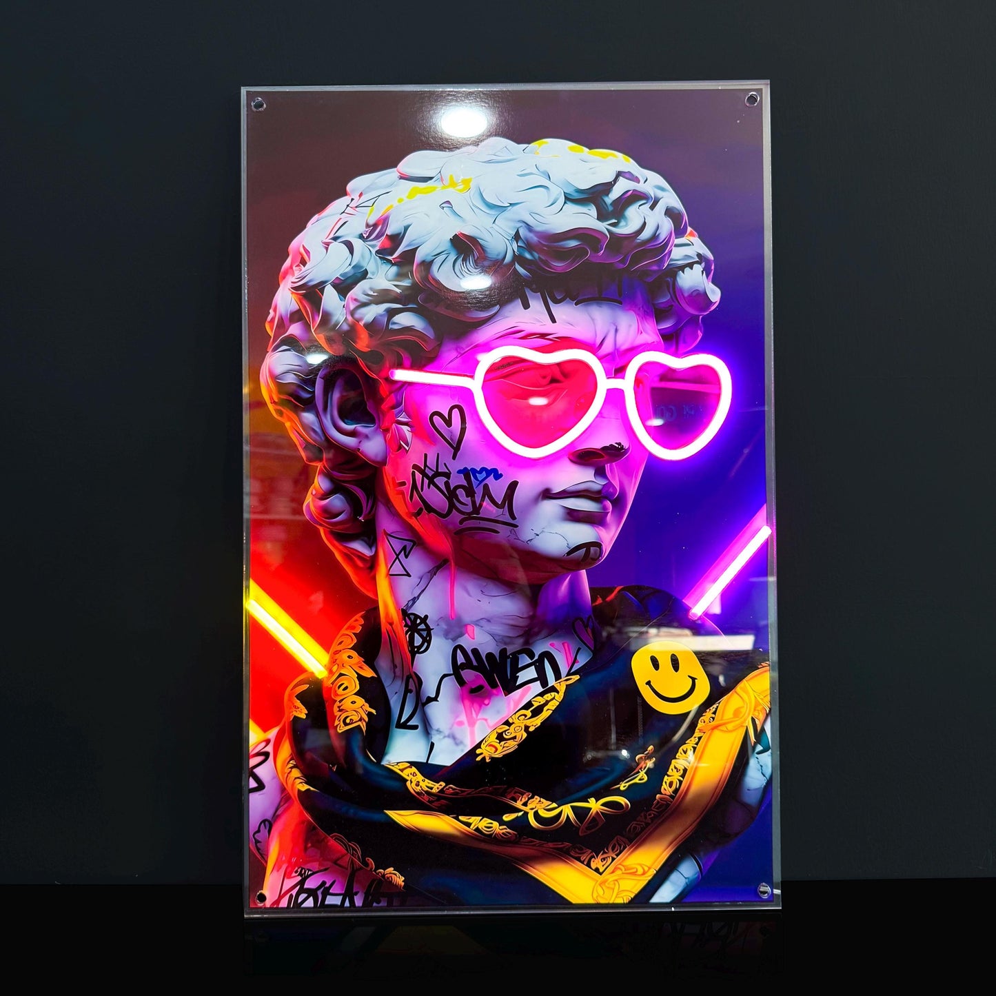 David Neon Art Wall Decor | Modern Graffiti Statue LED Sign | Pop Art Neon Wall Light