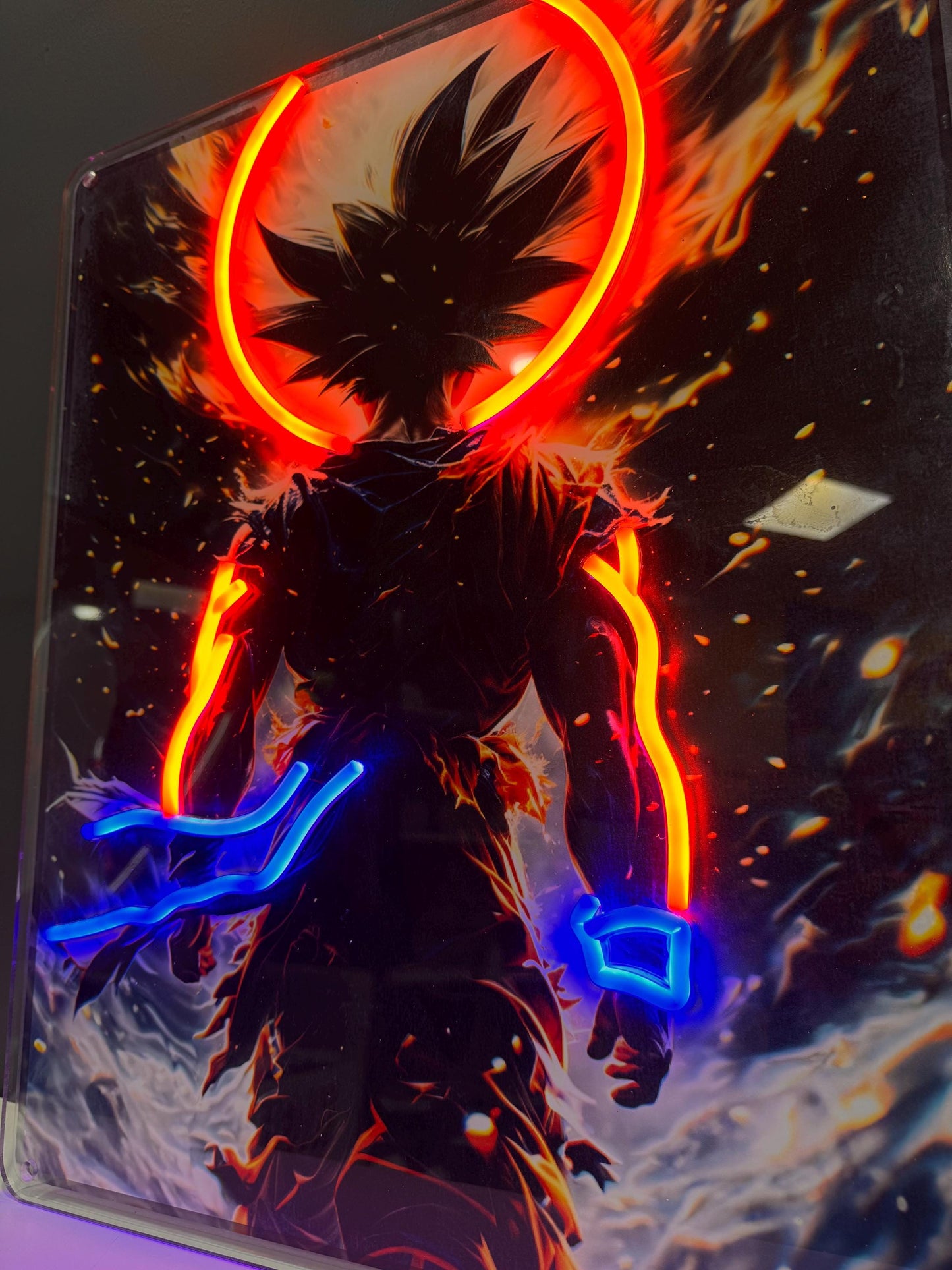 Anime Neon LED Sign, Fire Aura Character, Gamer Room Decor