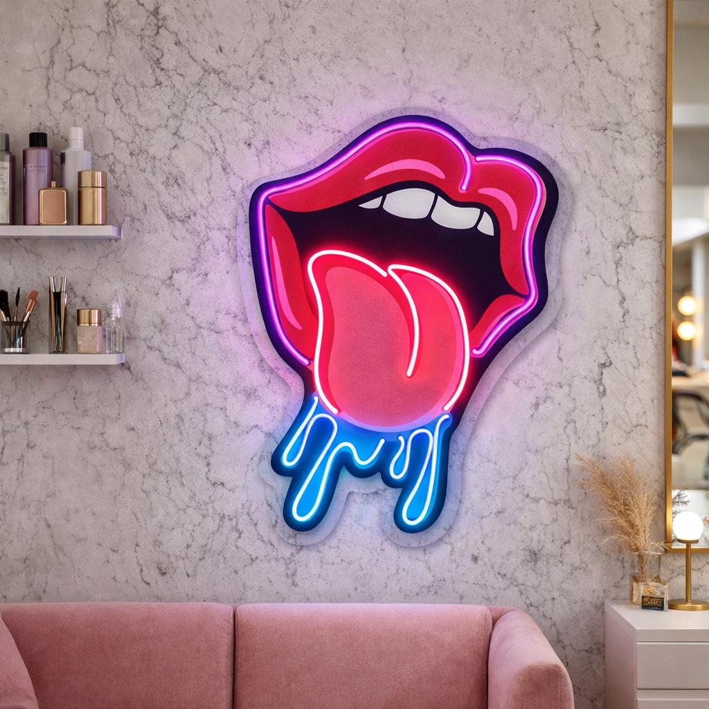 Dripping Lips Neon Sign