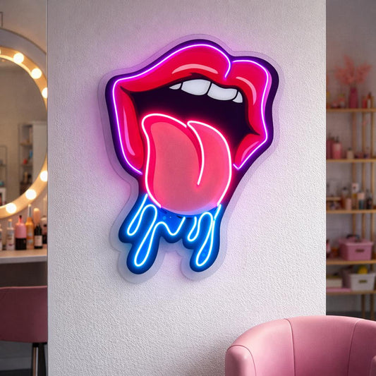 Dripping Lips Neon Sign