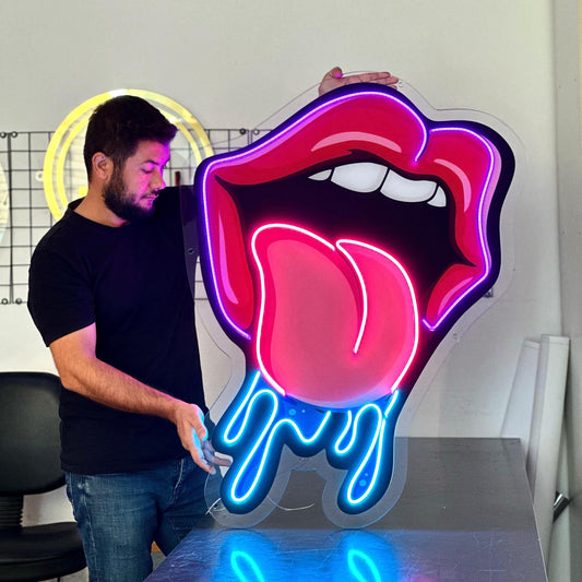 Dripping Lips Neon Sign