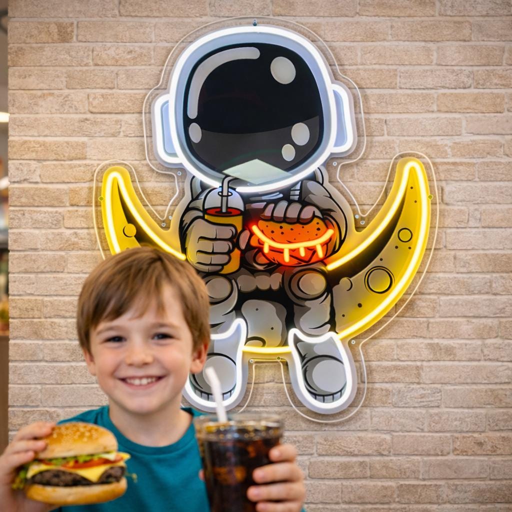 Astronaut Burger Neon Sign