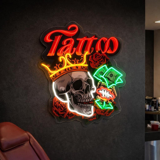 Tattoo Skull Neon Sign