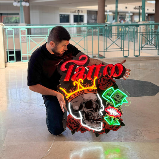 Tattoo Skull Neon Sign