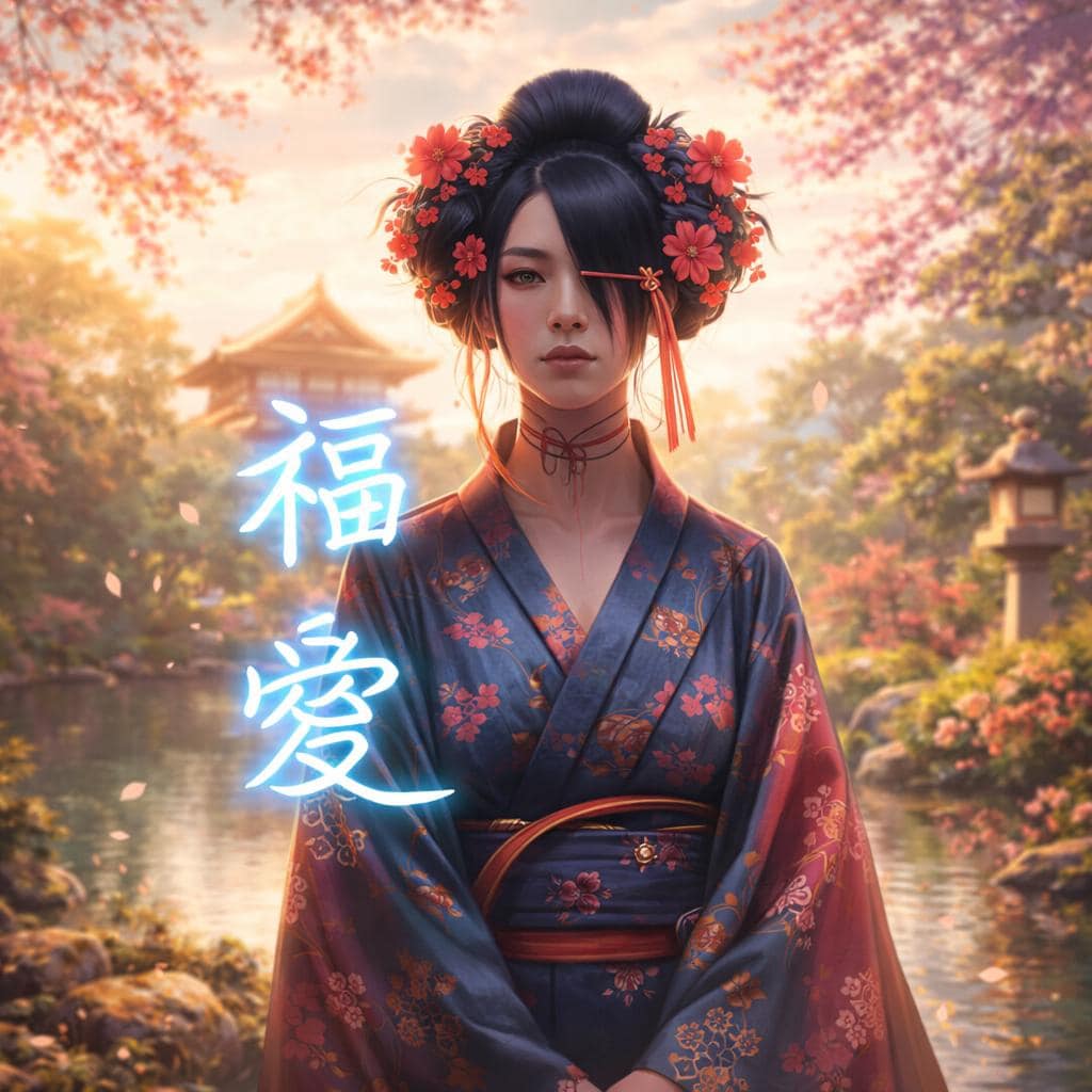 Japanese Geisha Neon Art Wall Decor | Premium LED Canvas Frame