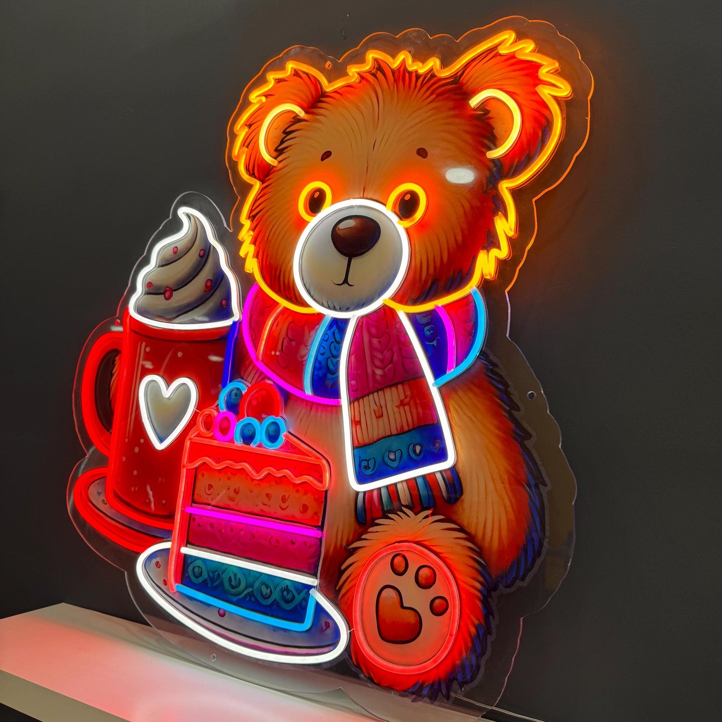 Cute Teddy Bear Neon Sign | Kids Room LED Wall Decor | Colorful Neon Light