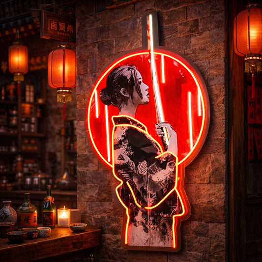 Samurai Neon Wall Light, Japanese Katana Art LED Sign, Asian Restaurant Decor, Anime Style Neon Wall Art, Meon Sign Mariuana, Neon Gift