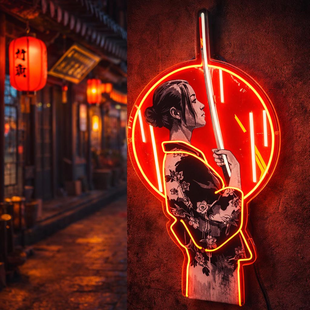 Samurai Neon Wall Light, Japanese Katana Art LED Sign, Asian Restaurant Decor, Anime Style Neon Wall Art, Meon Sign Mariuana, Neon Gift