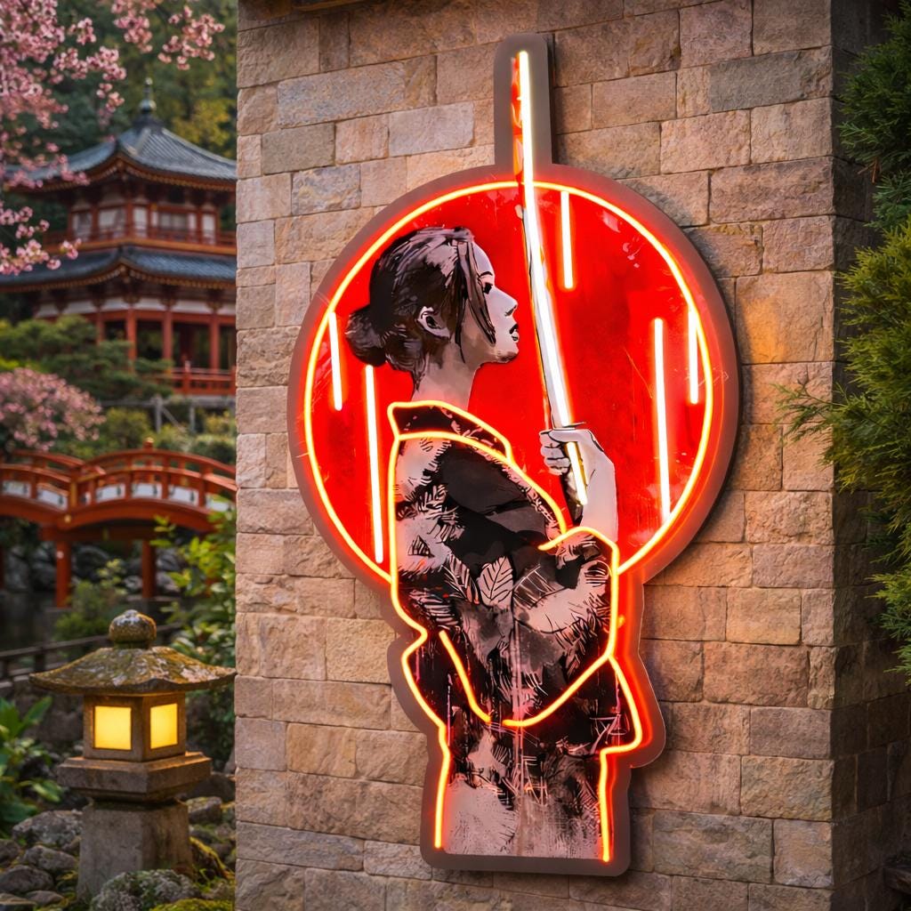 Samurai Neon Wall Light, Japanese Katana Art LED Sign, Asian Restaurant Decor, Anime Style Neon Wall Art, Meon Sign Mariuana, Neon Gift