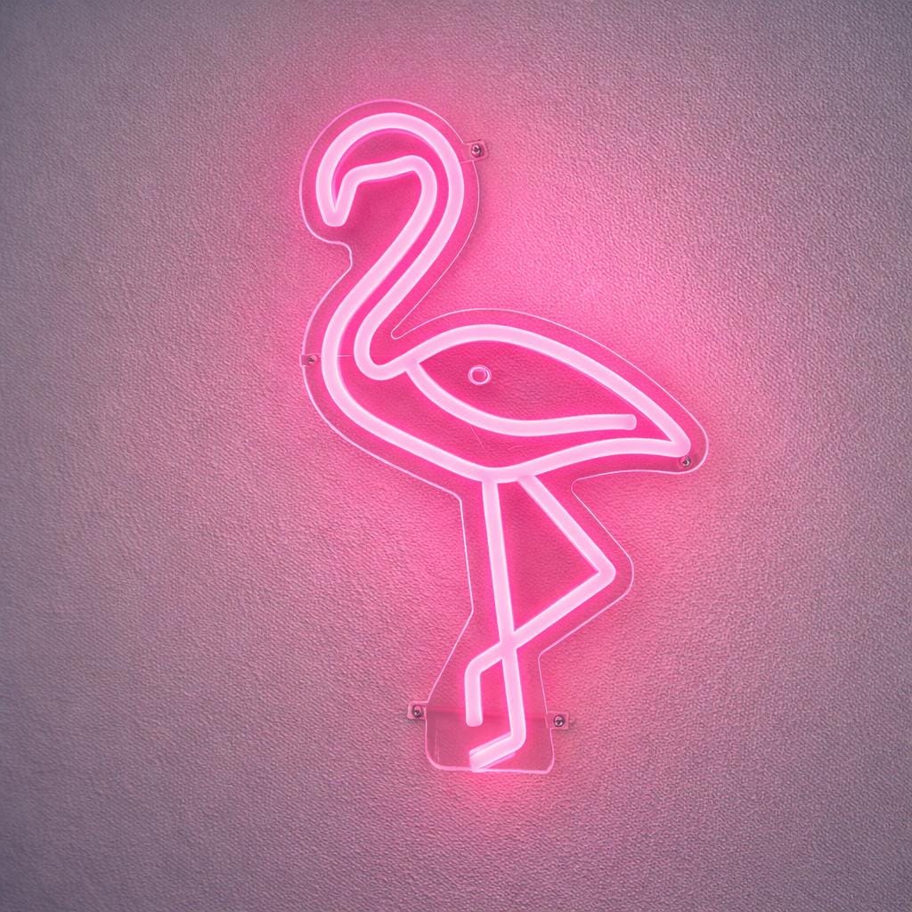 Pink Flamingo Neon LED Table Lamp, Home Office Decor