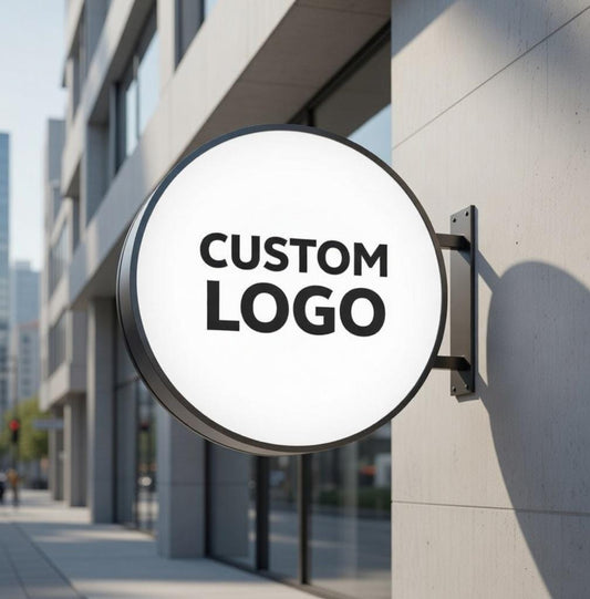 Custom Round Projecting Sign | Personalized Business Logo Sign | Modern Wall Mounted Sign