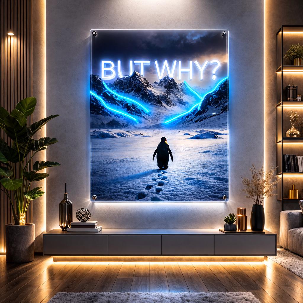 But Why? Neon Art Wall Decor | Inspirational LED Canvas Frame | Modern Wall Art