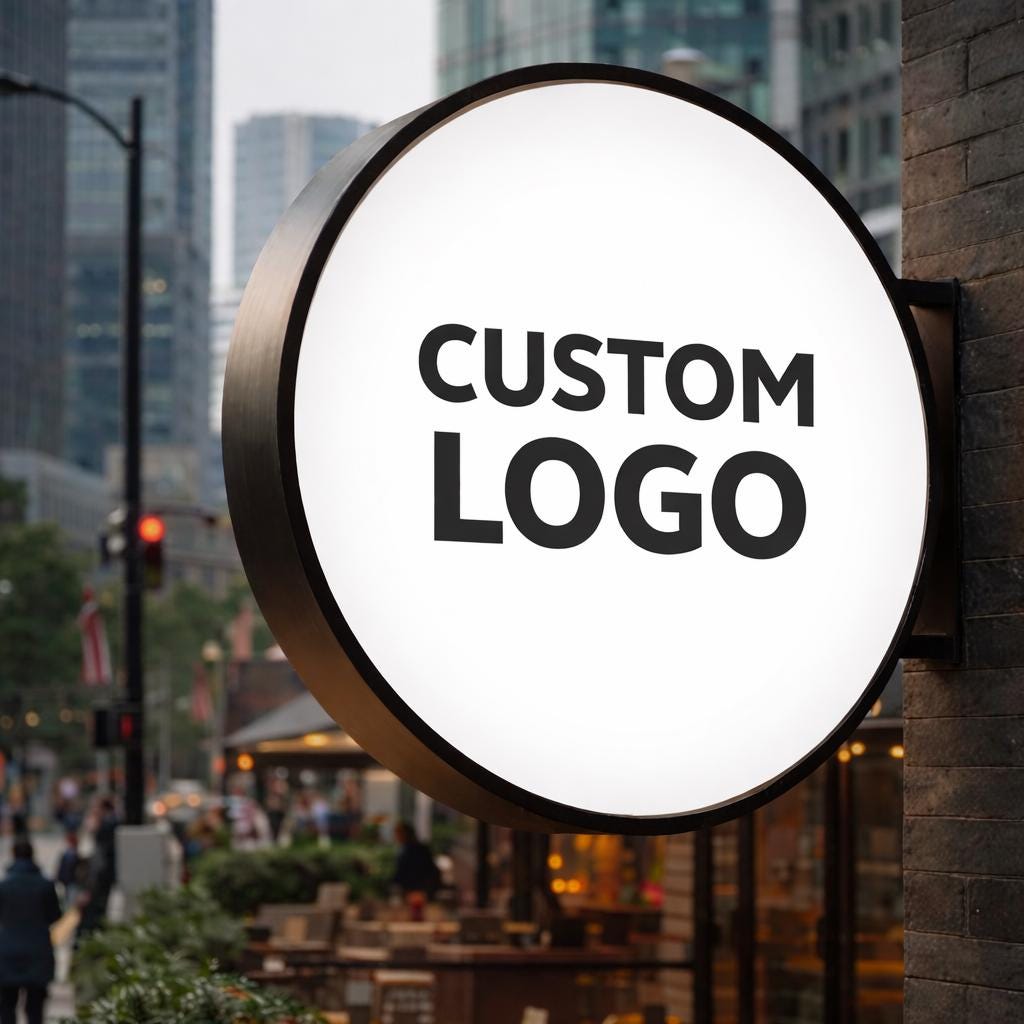 Custom Round Projecting Sign | Personalized Business Logo Sign | Modern Wall Mounted Sign