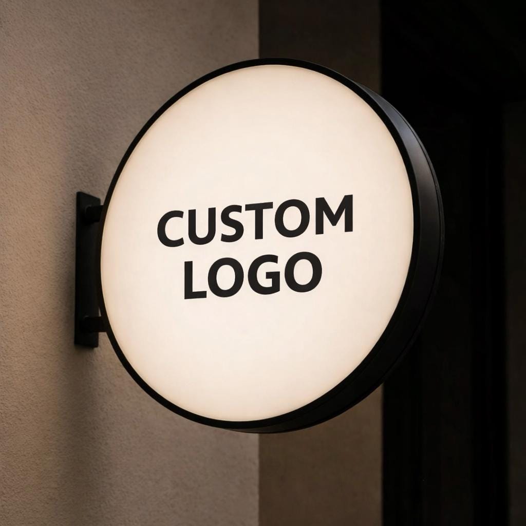 Custom Round Projecting Sign | Personalized Business Logo Sign | Modern Wall Mounted Sign
