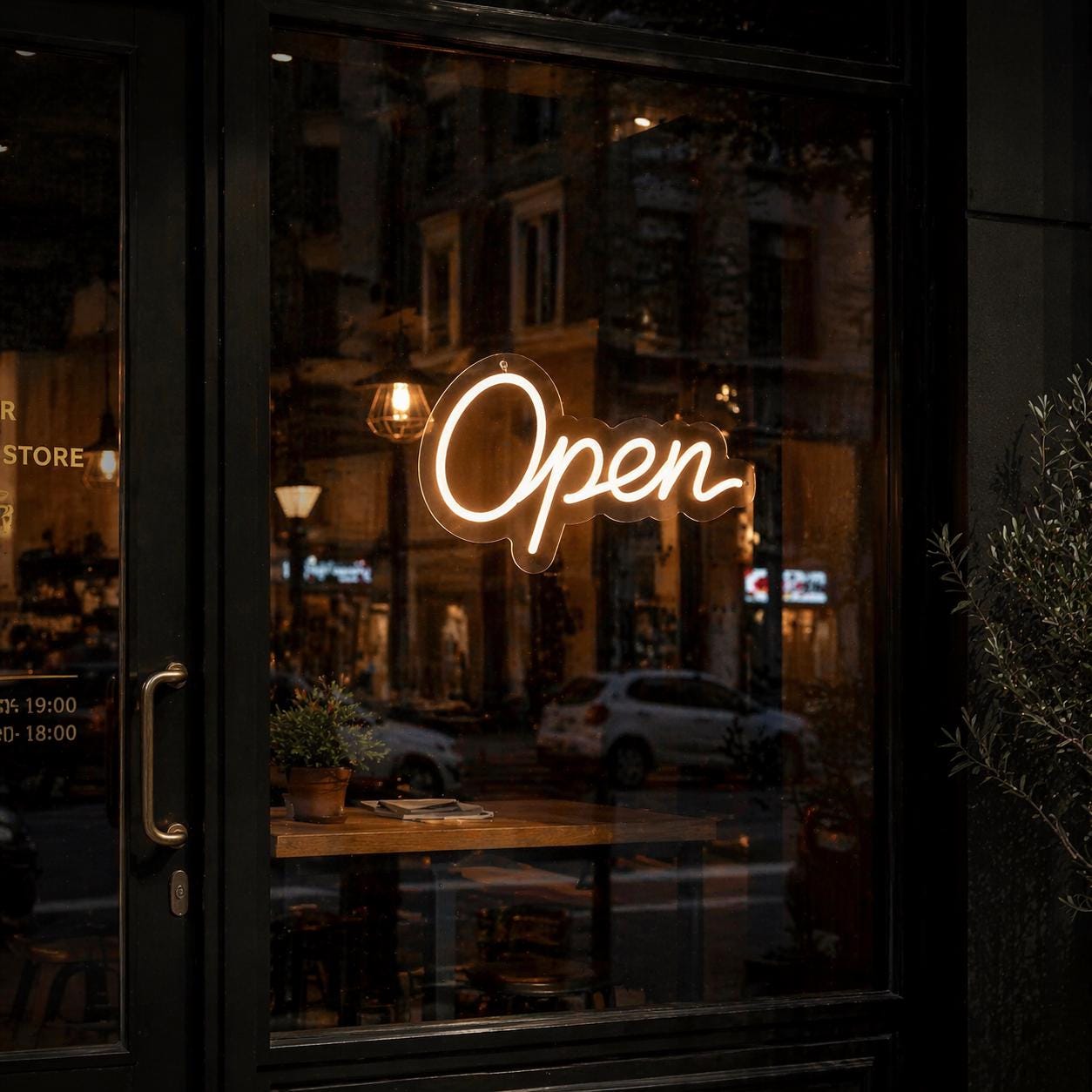 LED Neon Open Sign, Plexiglass Window Decor, Cafe Bar Business Light