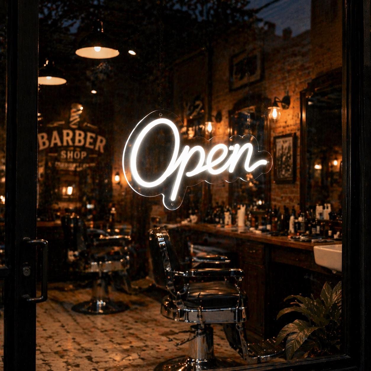LED Neon Open Sign, Plexiglass Window Decor, Cafe Bar Business Light