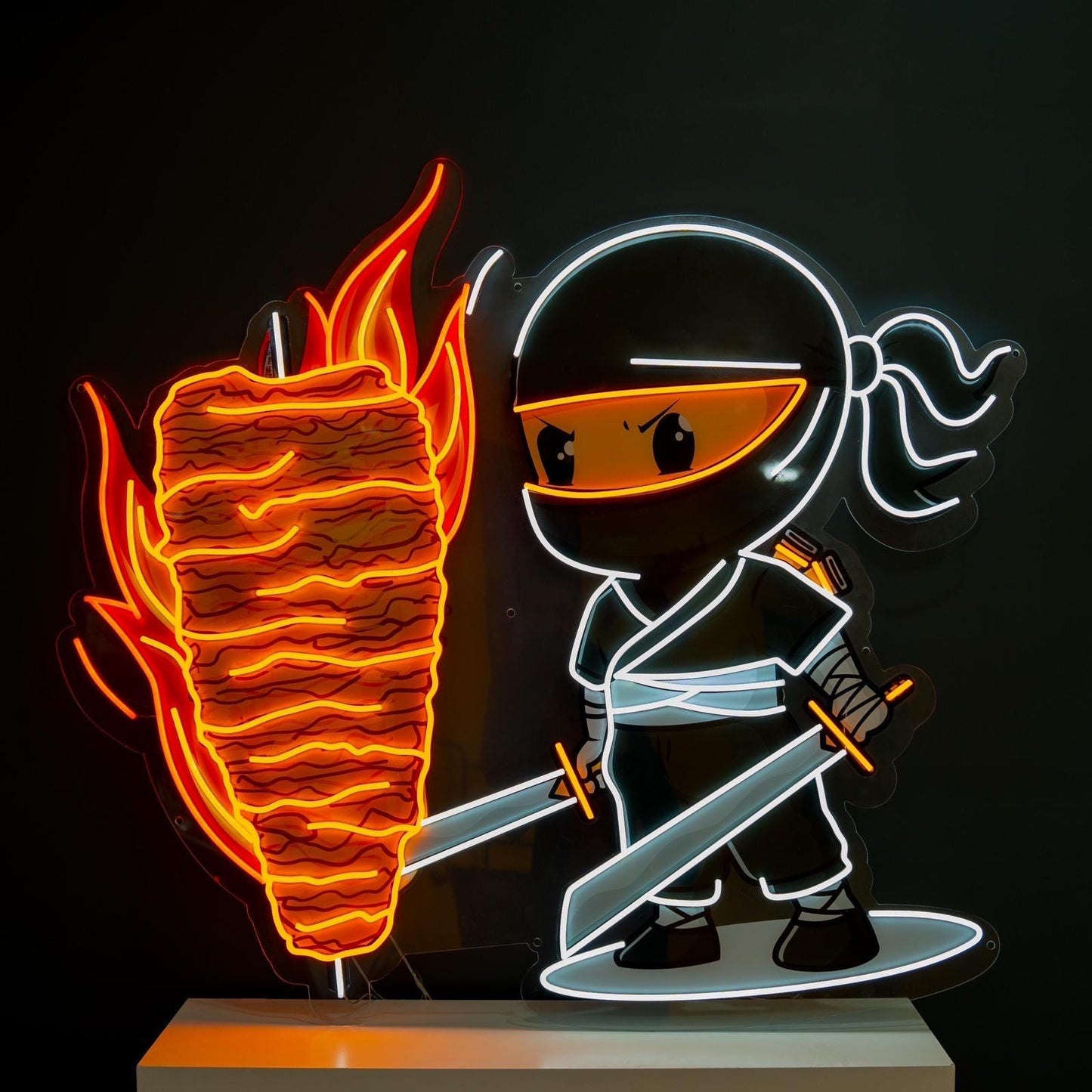 Custom Neon Ninja Doner Sign, Kebab Shop LED Wall Art, Shawarma Restaurant Neon Light, Fast Food Decor, Handmade Business Sign