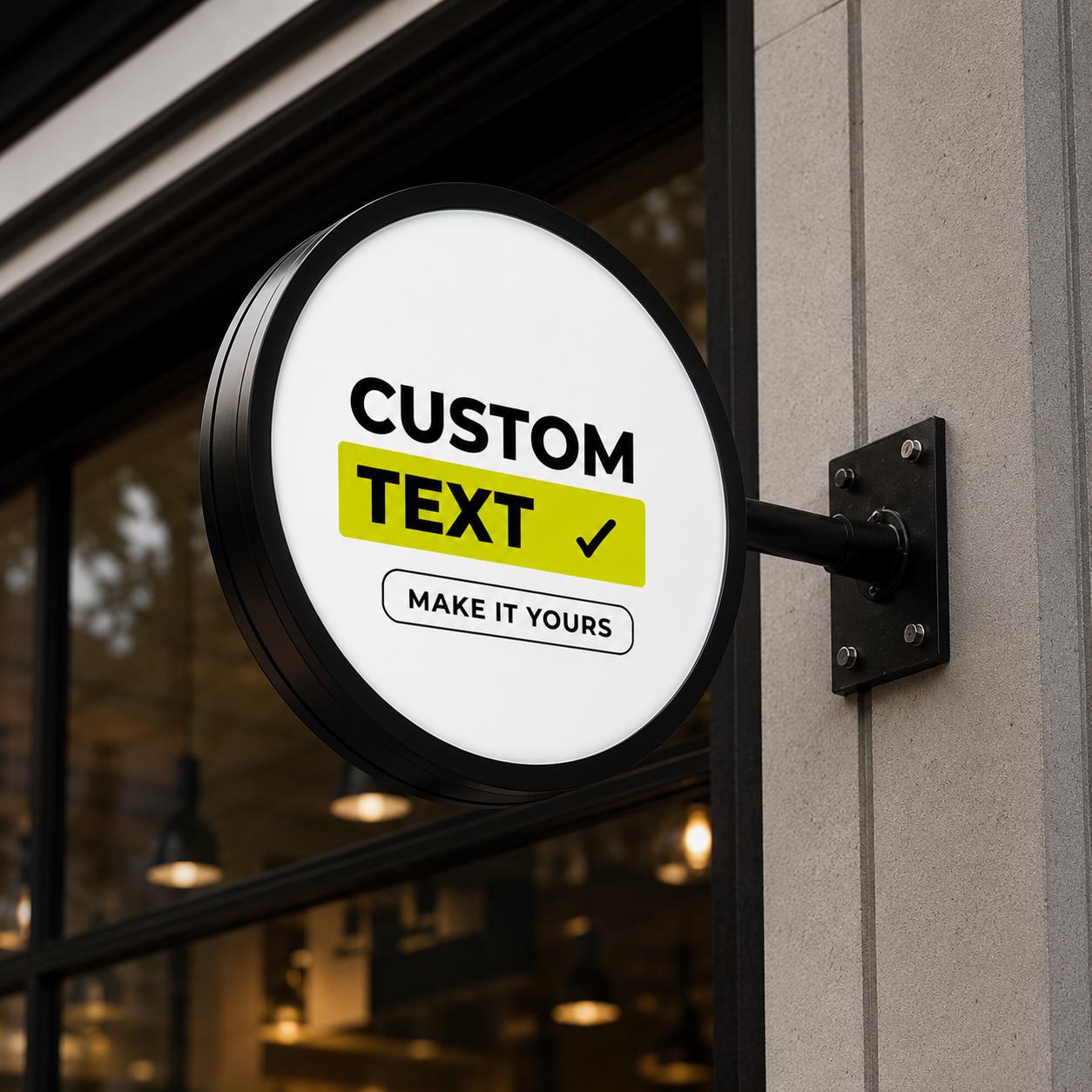 Custom Round Projecting Sign, Personalized Logo Lightbox, Double Sided Outdoor Store Sign, Illuminated Business Sign, Wall Mounted Shop Sign
