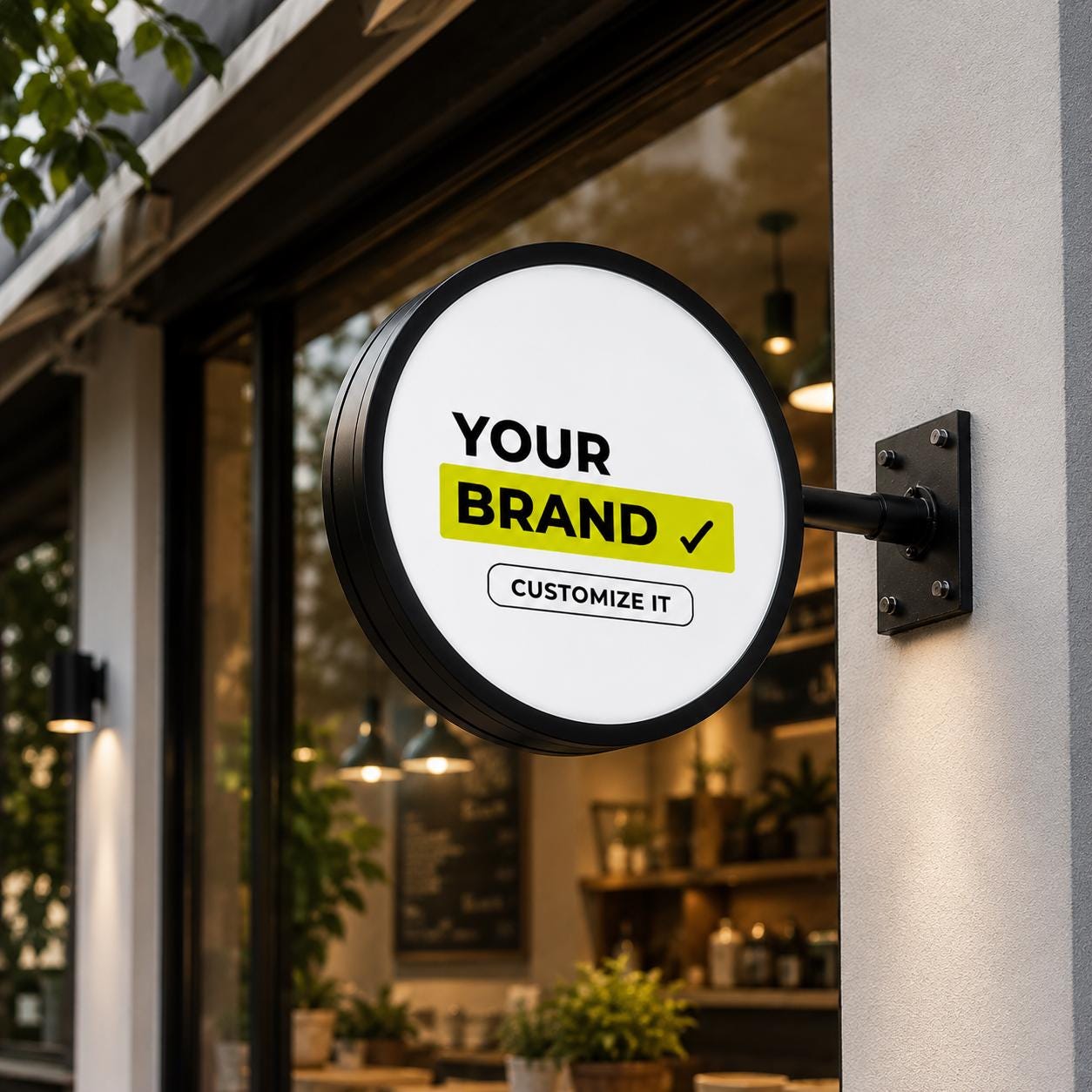 Custom Round Projecting Sign, Personalized Logo Lightbox, Double Sided Outdoor Store Sign, Illuminated Business Sign, Wall Mounted Shop Sign