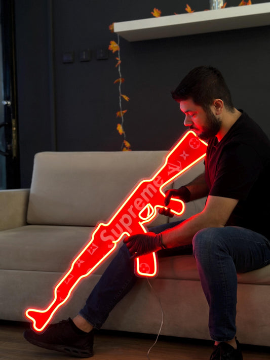 Supreme AK47 Neon LED Sign – Hypebeast Wall Decor – Gaming Room & Bedroom Light