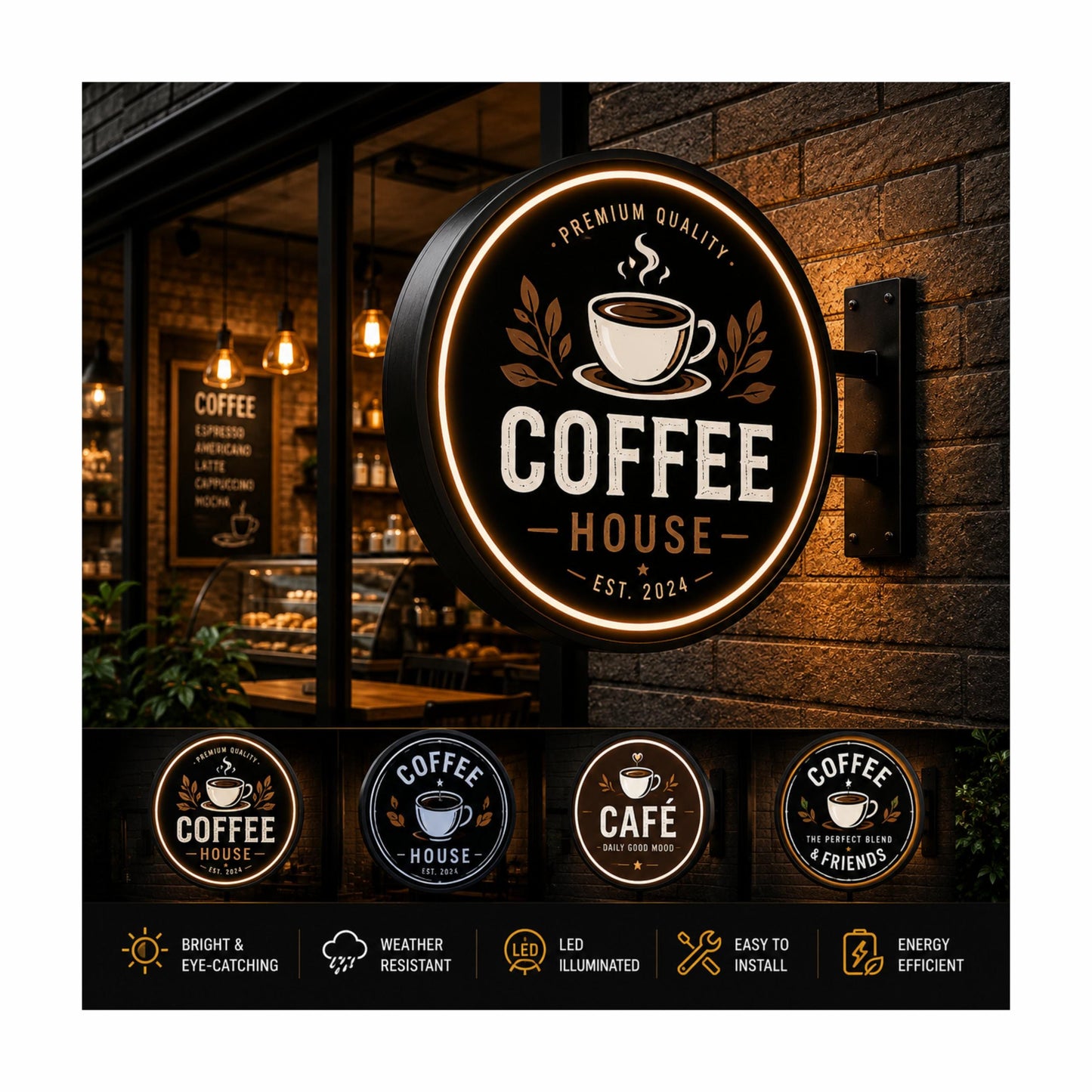 Custom Rotating Round Lightbox Sign – Personalized Shawarma Logo Sign – Your Own Design & Business Logo
