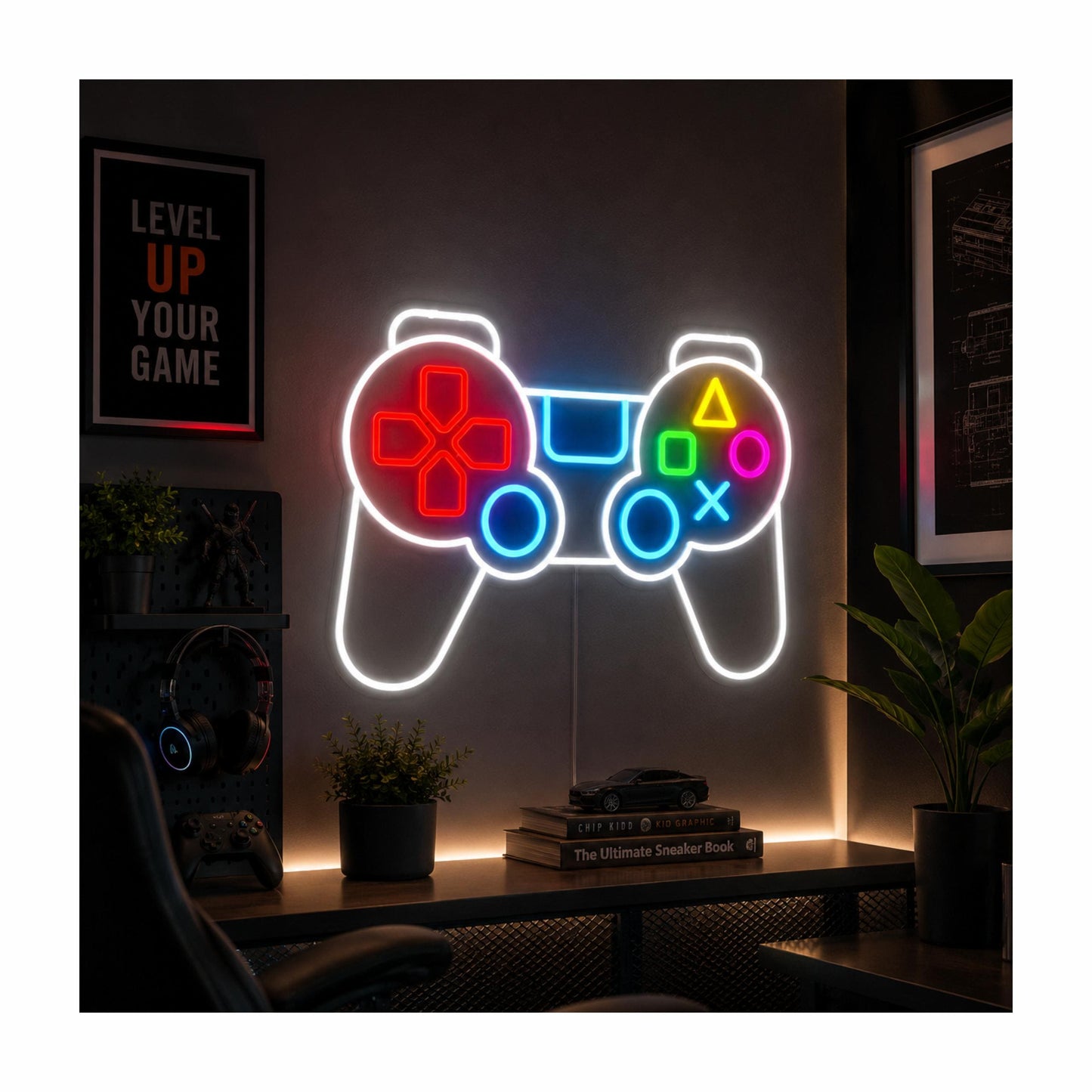 Gaming Controller Neon Sign, Custom LED Wall Decor for Gamer Room, PlayStation Inspired Neon Light, RGB Game Room Decor, Gift for Gamers