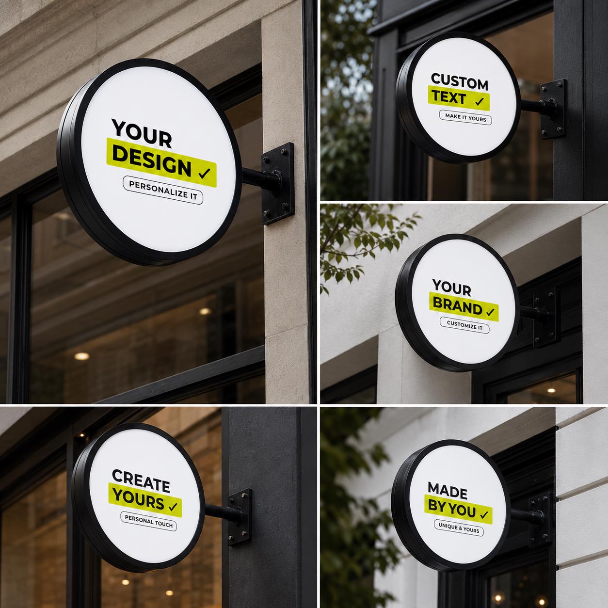 Custom Round Projecting Sign, Personalized Logo Lightbox, Double Sided Outdoor Store Sign, Illuminated Business Sign, Wall Mounted Shop Sign