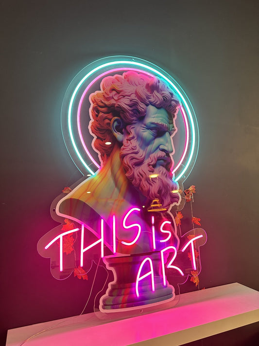 This is Art yazılı büst figürlü neon tablo — Two Pixel Gallery